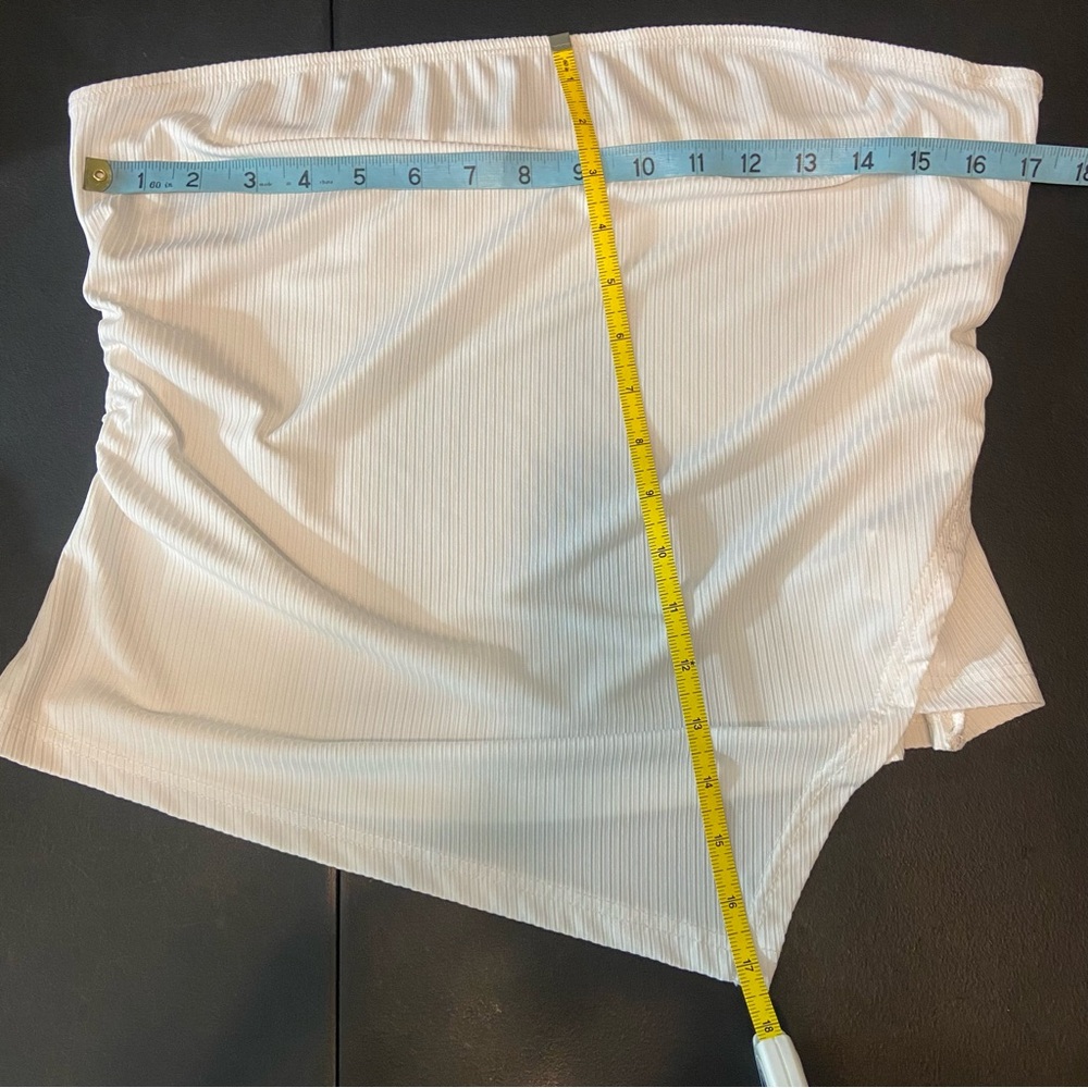 3/$12 Shein Curve Bundle White Asymmetrical Tube Top & Sage Green Pencil Skirt - Picture 8 of 14